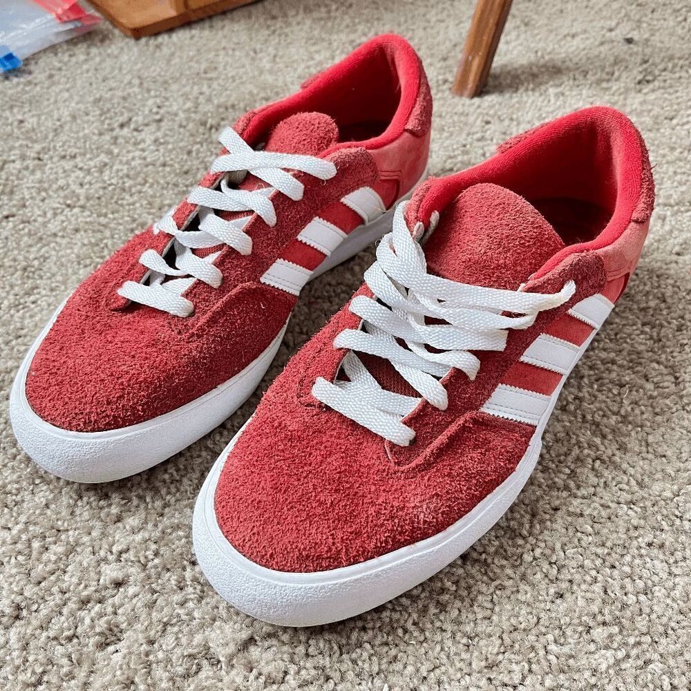 Adidas Matchbreak Super Skate Shoes Suede Brick Red White Gold 10